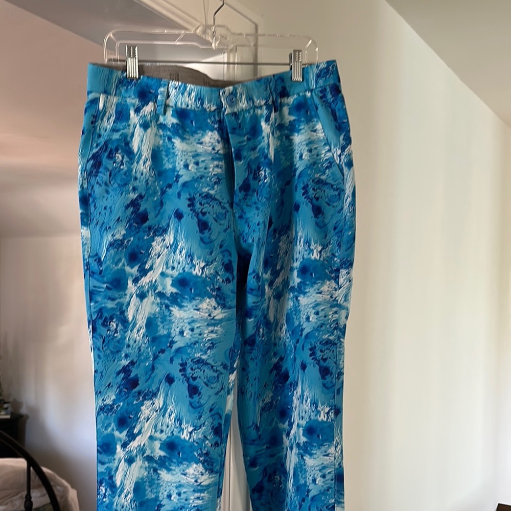 Blue Chinos with Oceanic Pattern and Relaxed Fit